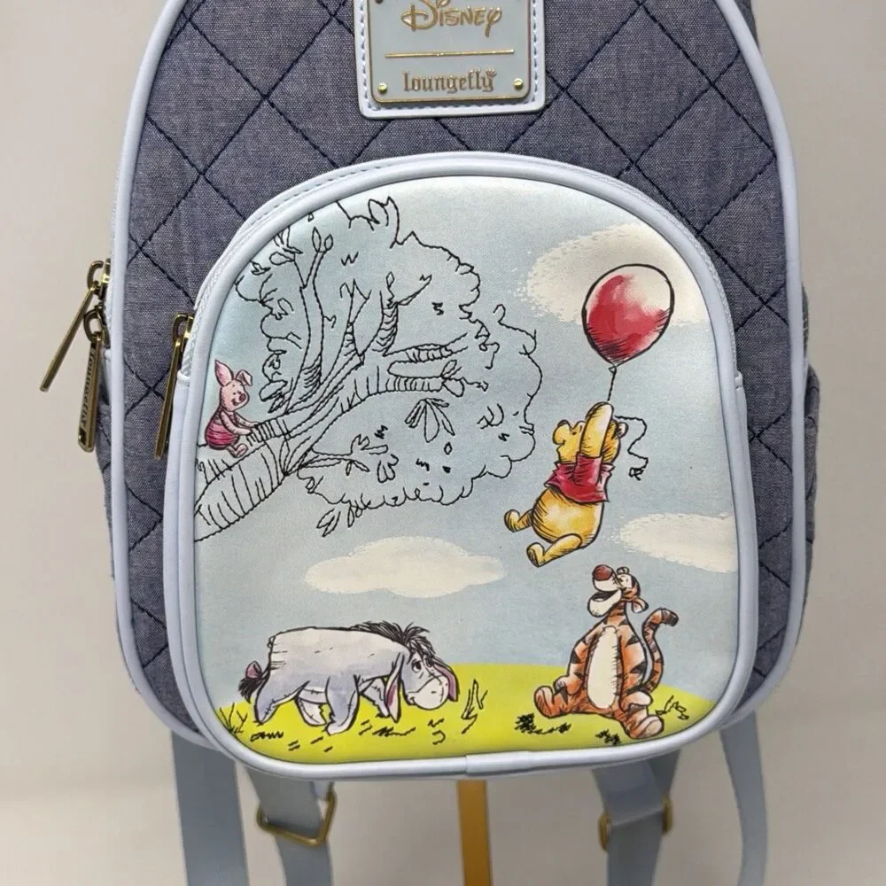 Loungefly Disney Winnie the Pooh Quilted Denim Sketch Mini Backpack